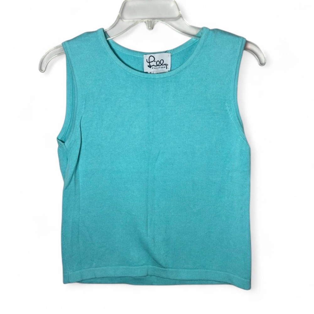 Lilly Pulitzer Vintage 90s/Y2k Cotton Blue Knit Sweater Tank Top Size S